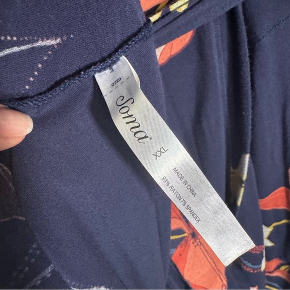 Soma Navy Floral Jersey Kimono Robe with Tie - Picture 7 of 13